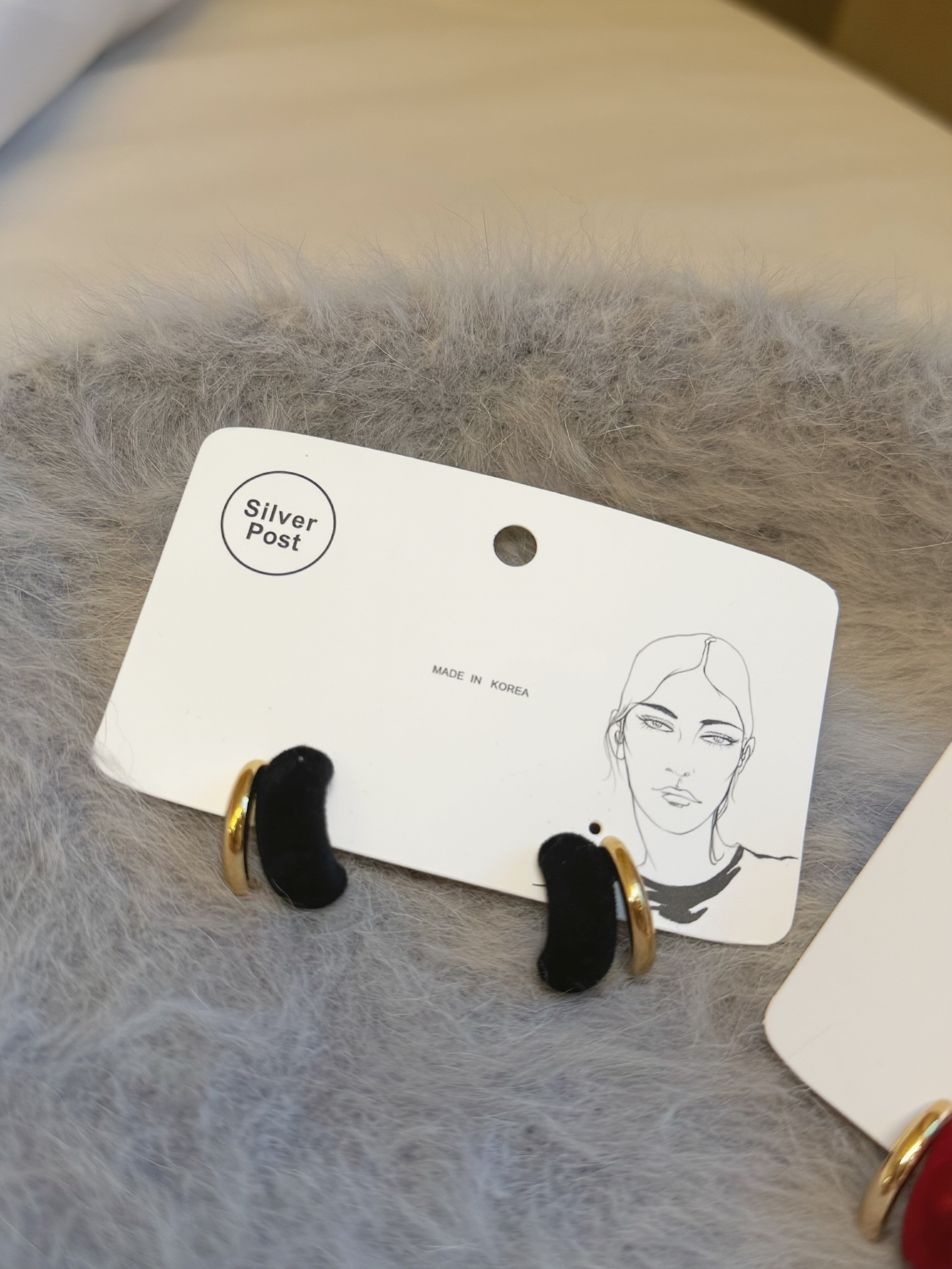 絲絨金雙環耳環