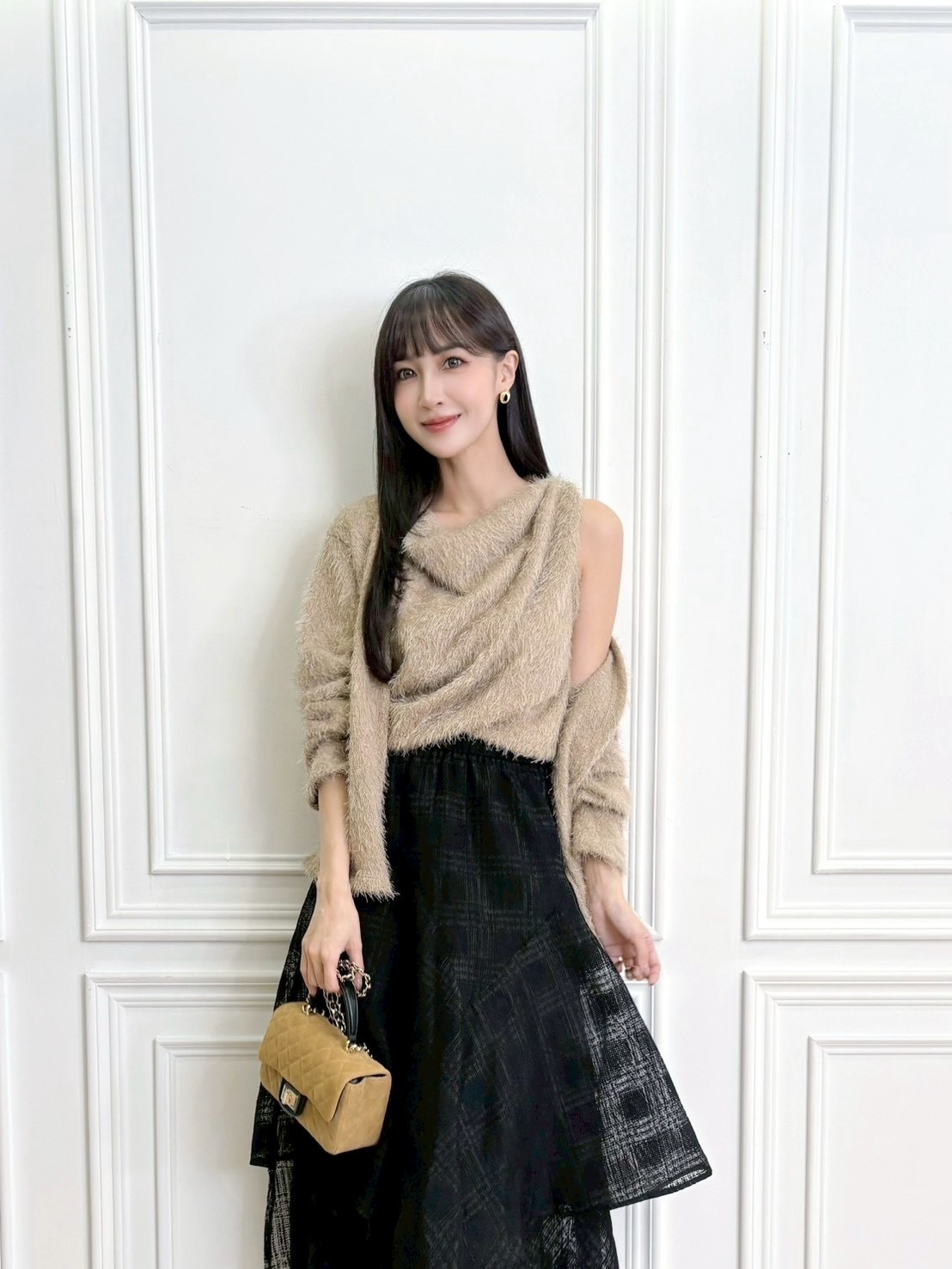 格紋多層次傘襬紗裙