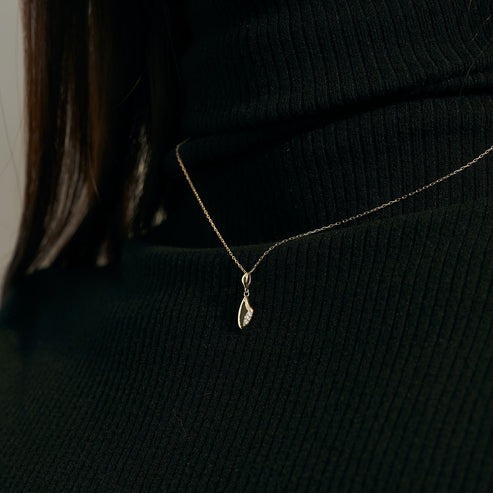 【me.luxe】K10雪滴鑽石2分項鍊