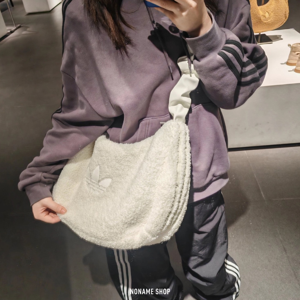 ADIDAS SHLDR BAG SHRP 毛毛 三葉草 皺褶 大容量 肩背包 斜背包 兩色