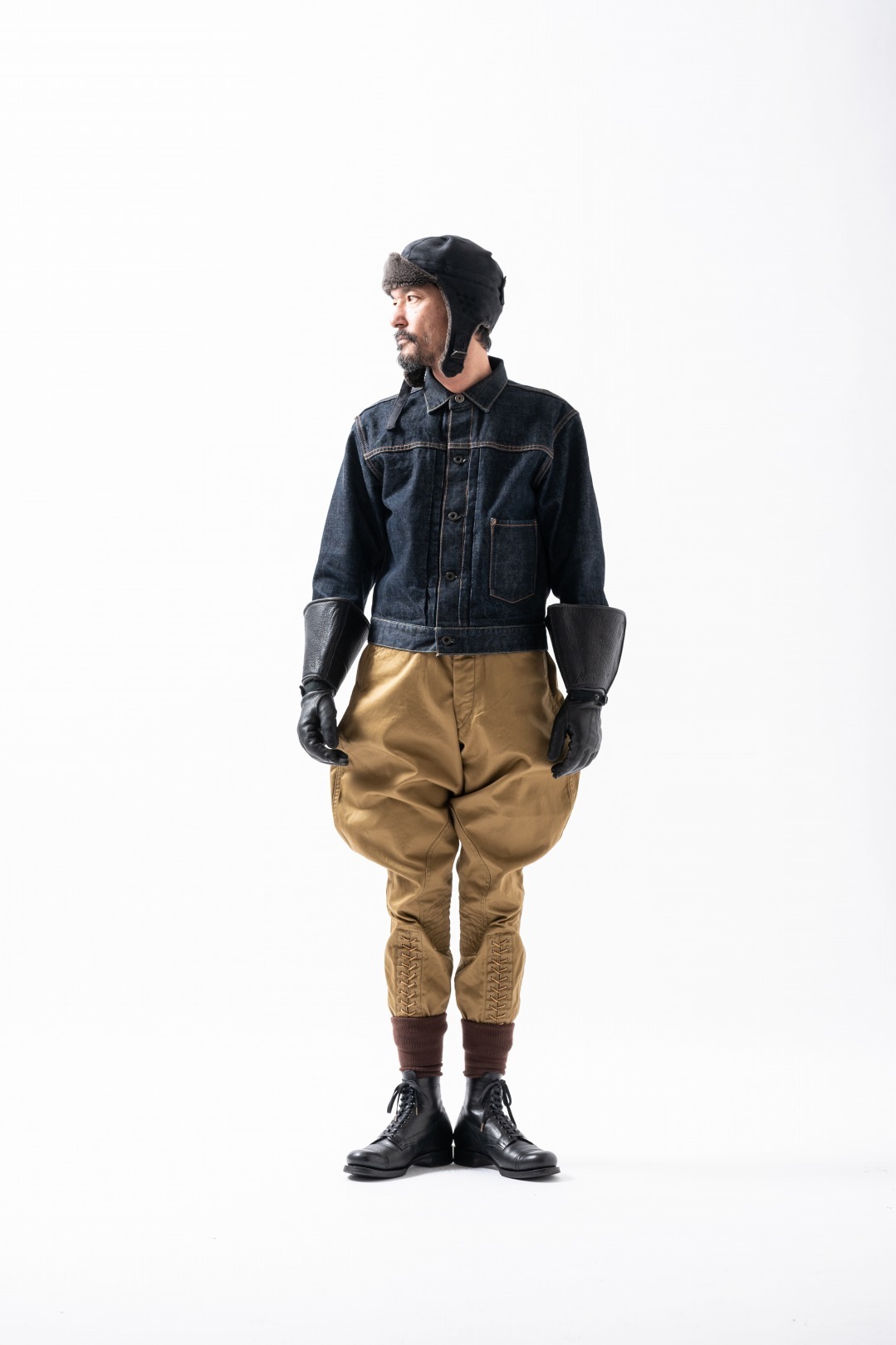 Black Sign 14oz Denim Pleats Jacket / Dark Indigo
