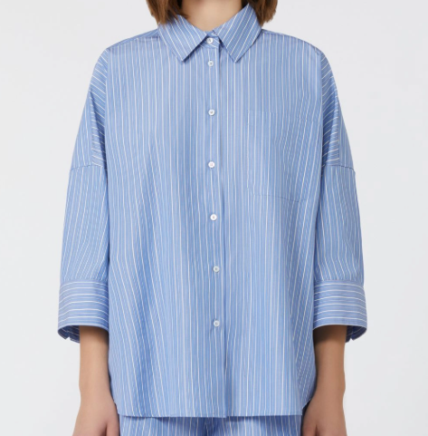 1LN0902-152 MAX MARA Weekend Oversized Poplin Shirt - Avio #WE5116125106004 (C-BR-E)