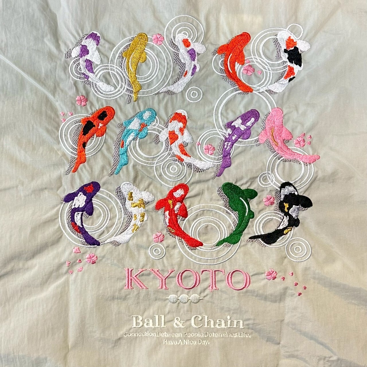 Ball＆Chain 刺繡環保購物袋 L號 - 淺灰 (30112027)