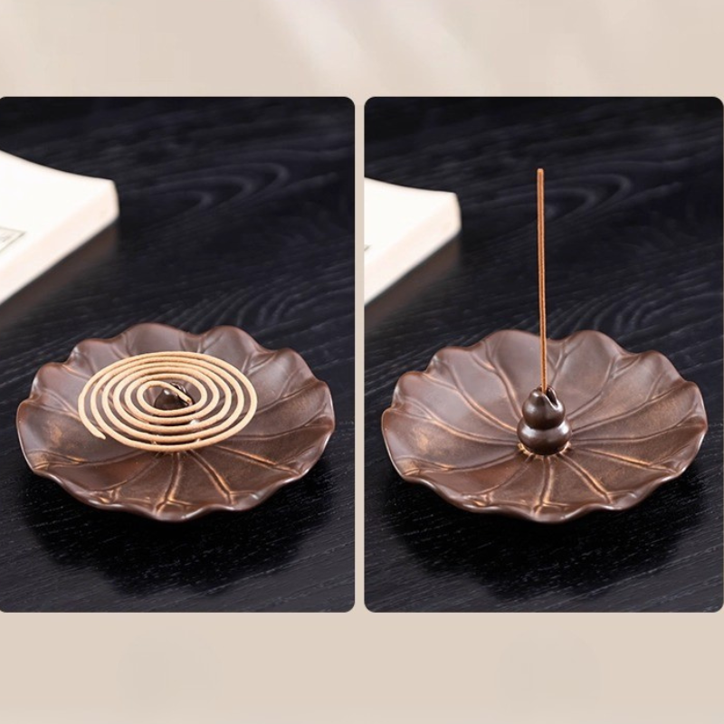 荷葉陶瓷線香座