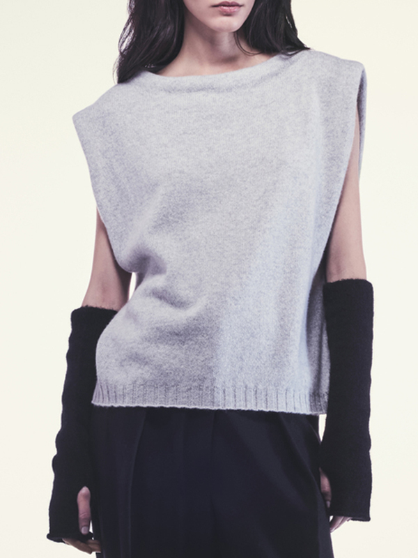 LIVIANA CONTI 寬肩羊絨背心(淺灰)