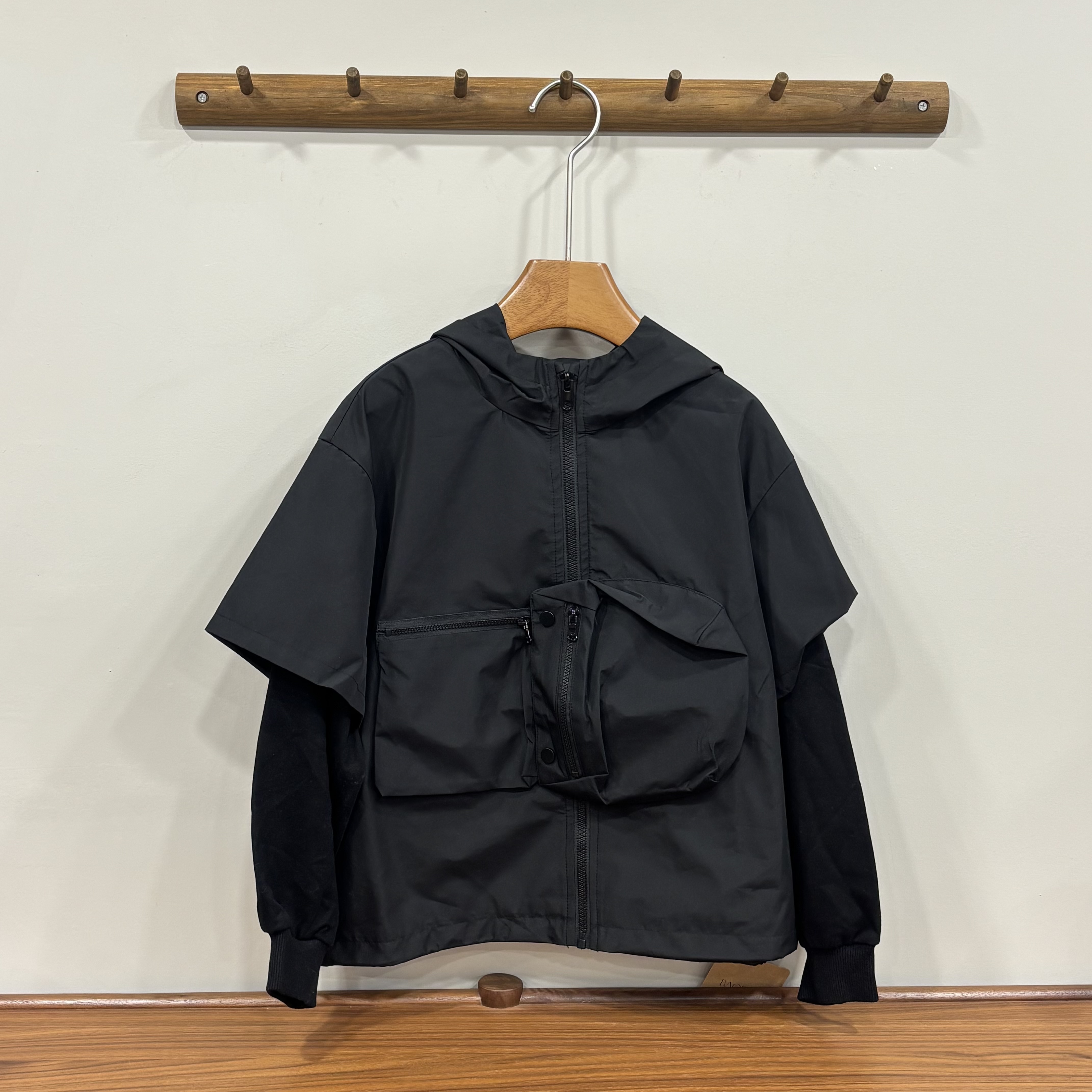 A02864拼接假兩件外套