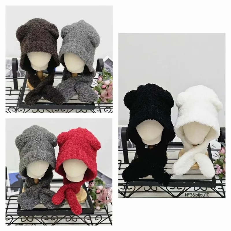 BN5350 熊仔耳朵圍帽連頸巾