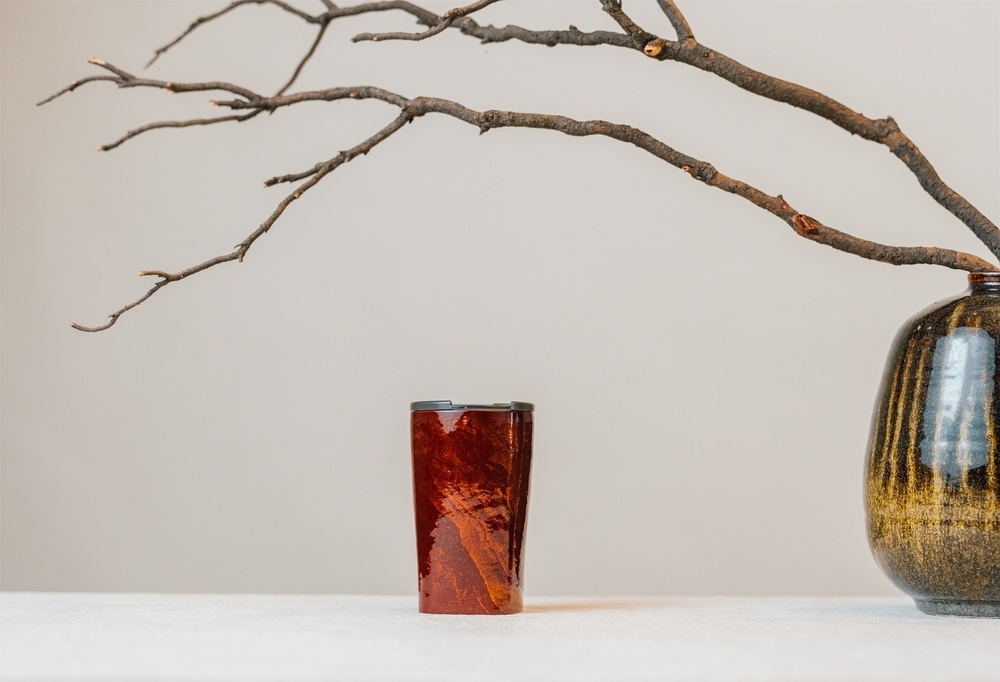 鈦造 x 岡田漆器 | 方形鈦杯 |【緋漆朱】| 鈦漆之美 | 鈦金屬木盒裝