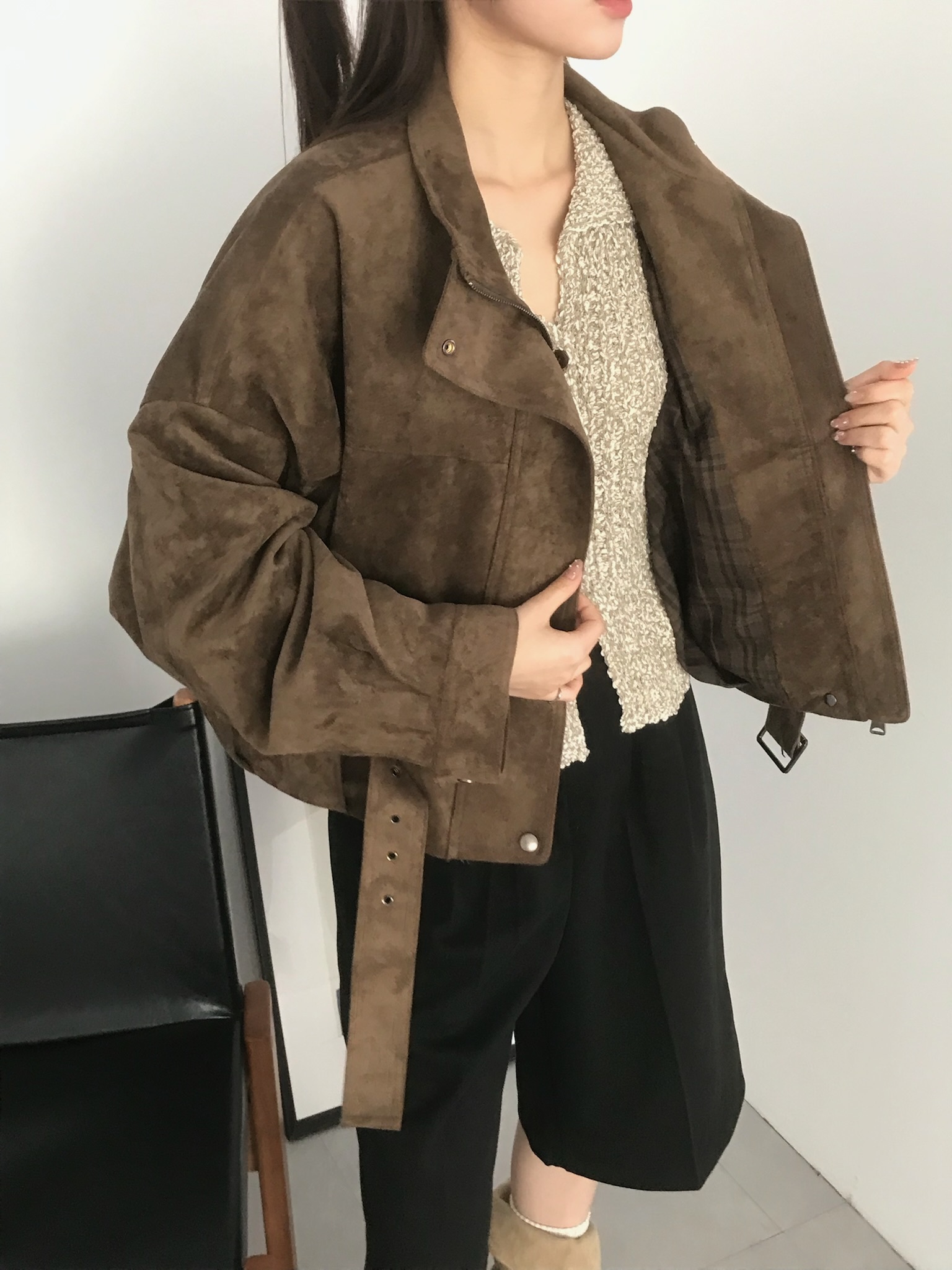 麂皮絨立領夾克