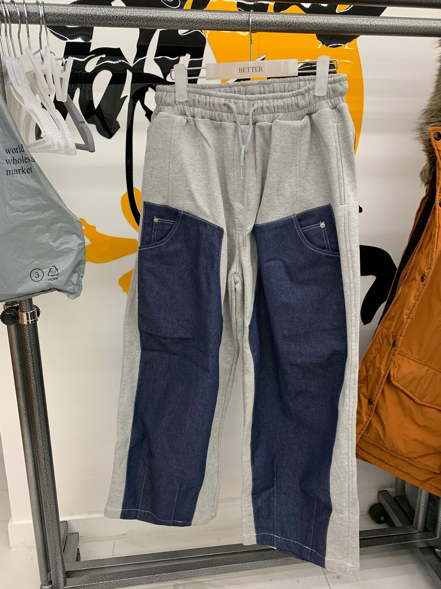 🇰🇷 拼色寬鬆束腳褲,清貨貨品,不設退換（K12 AT450）