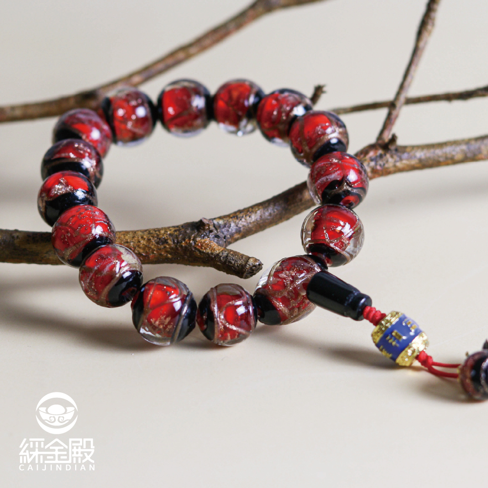 琉璃香灰避邪手鍊-紅14mm｜貴人｜姻緣｜手工｜庇護｜緩解情緒｜過爐加持【綵金殿】