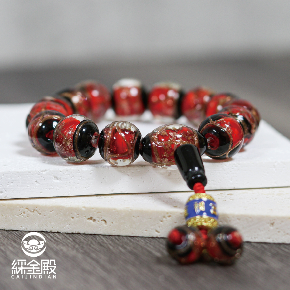 琉璃香灰避邪手鍊-紅14mm｜貴人｜姻緣｜手工｜庇護｜緩解情緒｜過爐加持【綵金殿】