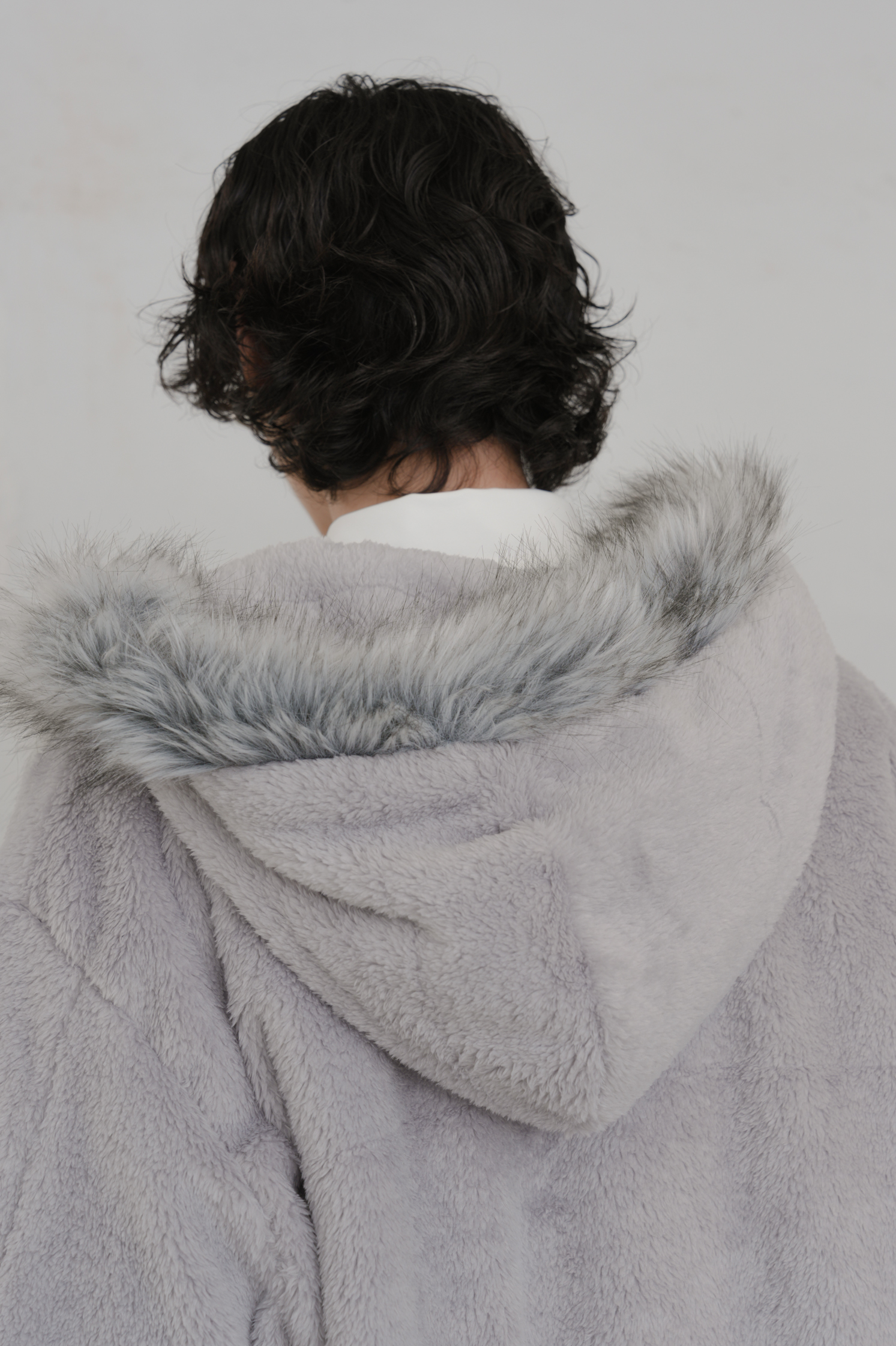 【Unisex】Fur-Trim Hooded Zip-Up Jacket #外套