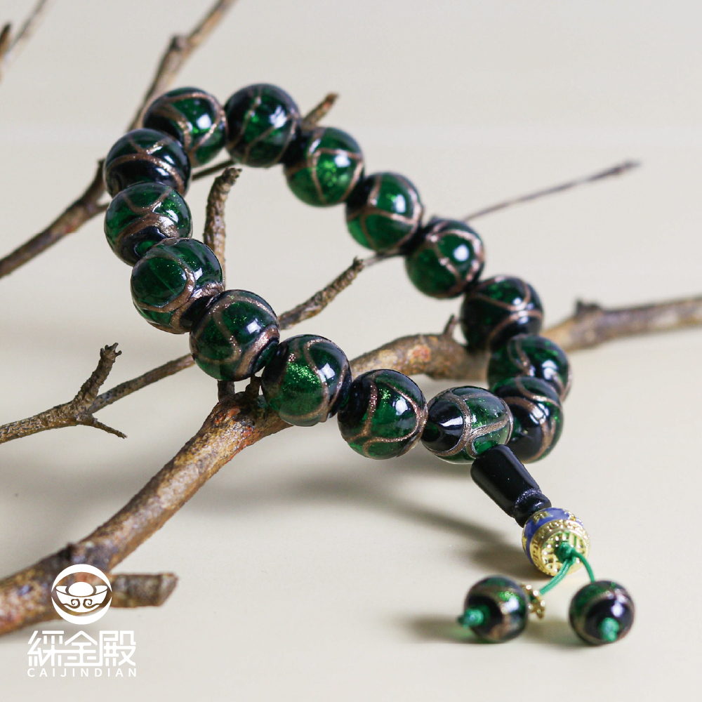 琉璃香灰避邪手鍊-綠14mm｜平安｜健康｜手工｜庇護｜緩解情緒｜過爐加持【綵金殿】