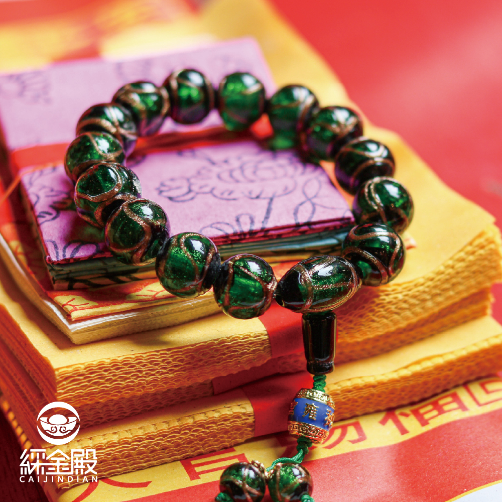 琉璃香灰避邪手鍊-綠14mm｜平安｜健康｜手工｜庇護｜緩解情緒｜過爐加持【綵金殿】
