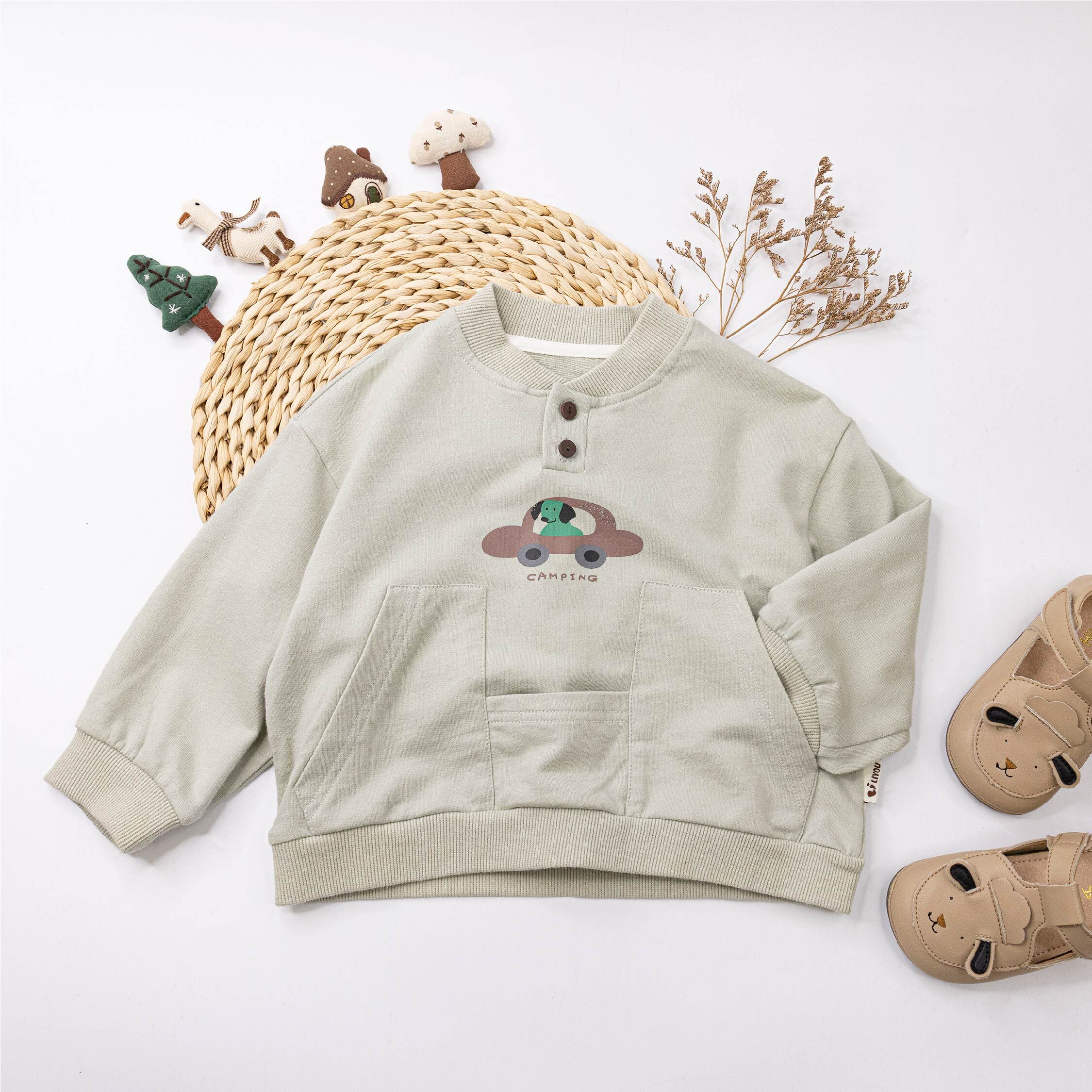 【H55364】狗狗開車造型口袋上衣