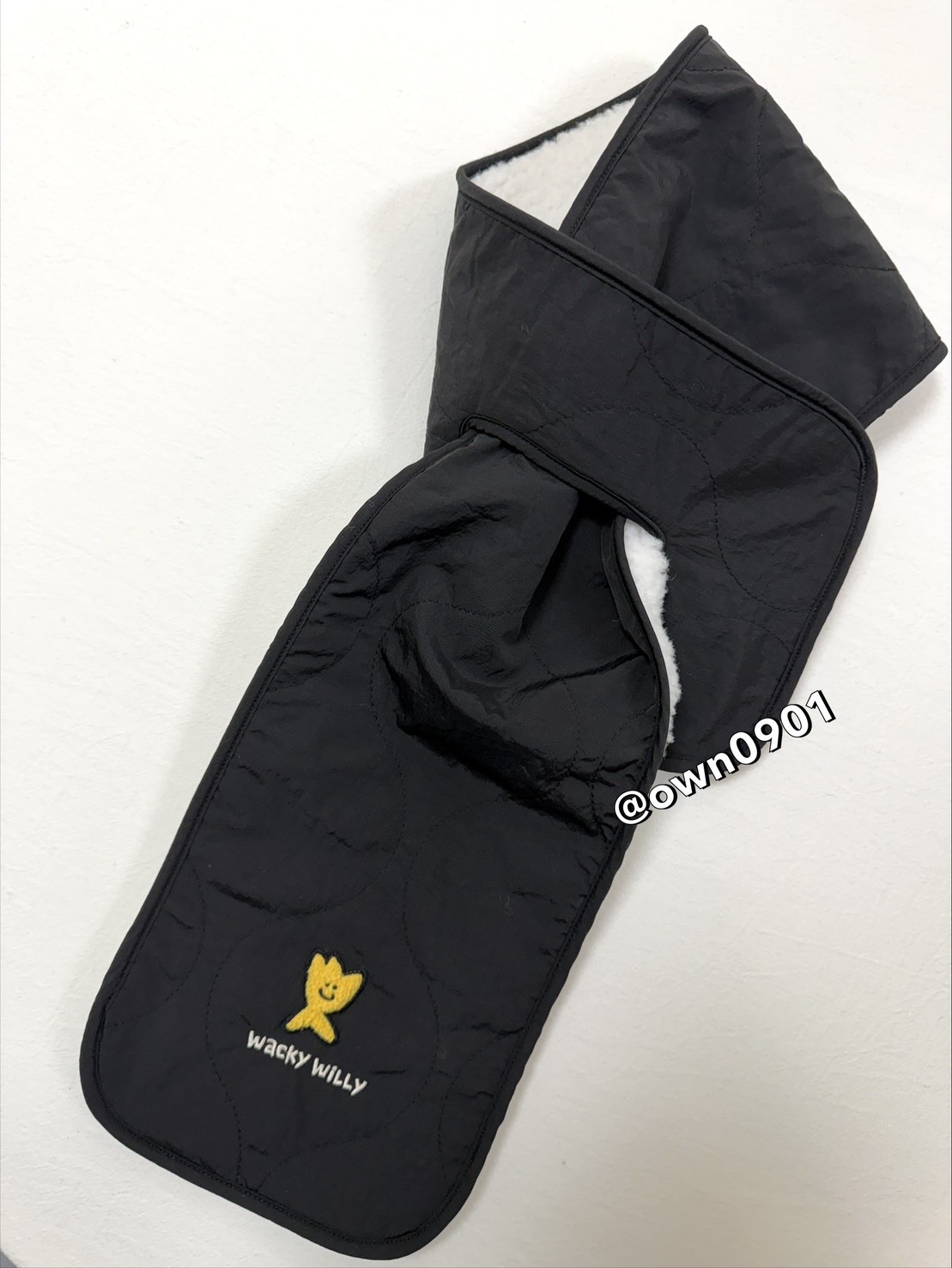 【OWN】Wacky Willy 圍巾 刷毛 短版 兩面穿 不分男女 黑色