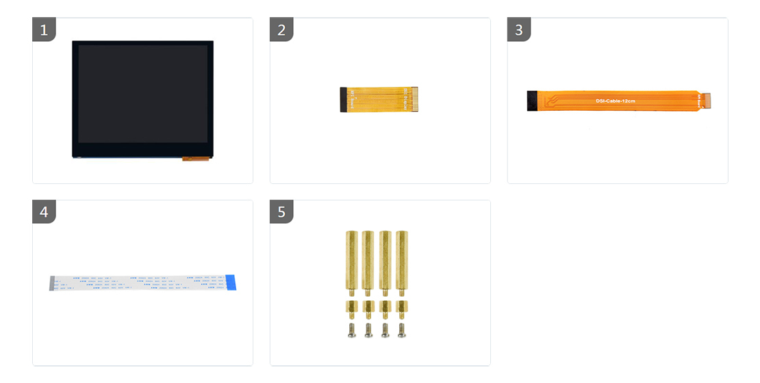 3.5吋 DSI 電容觸控 IPS 顯示模組 640x480,配件清單