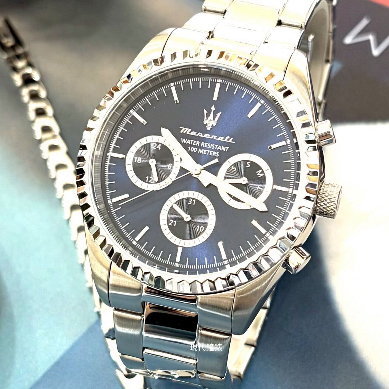 【Maserati 瑪莎拉蒂】三眼計時手鍊套組R8853100047 43mm 現代鐘錶