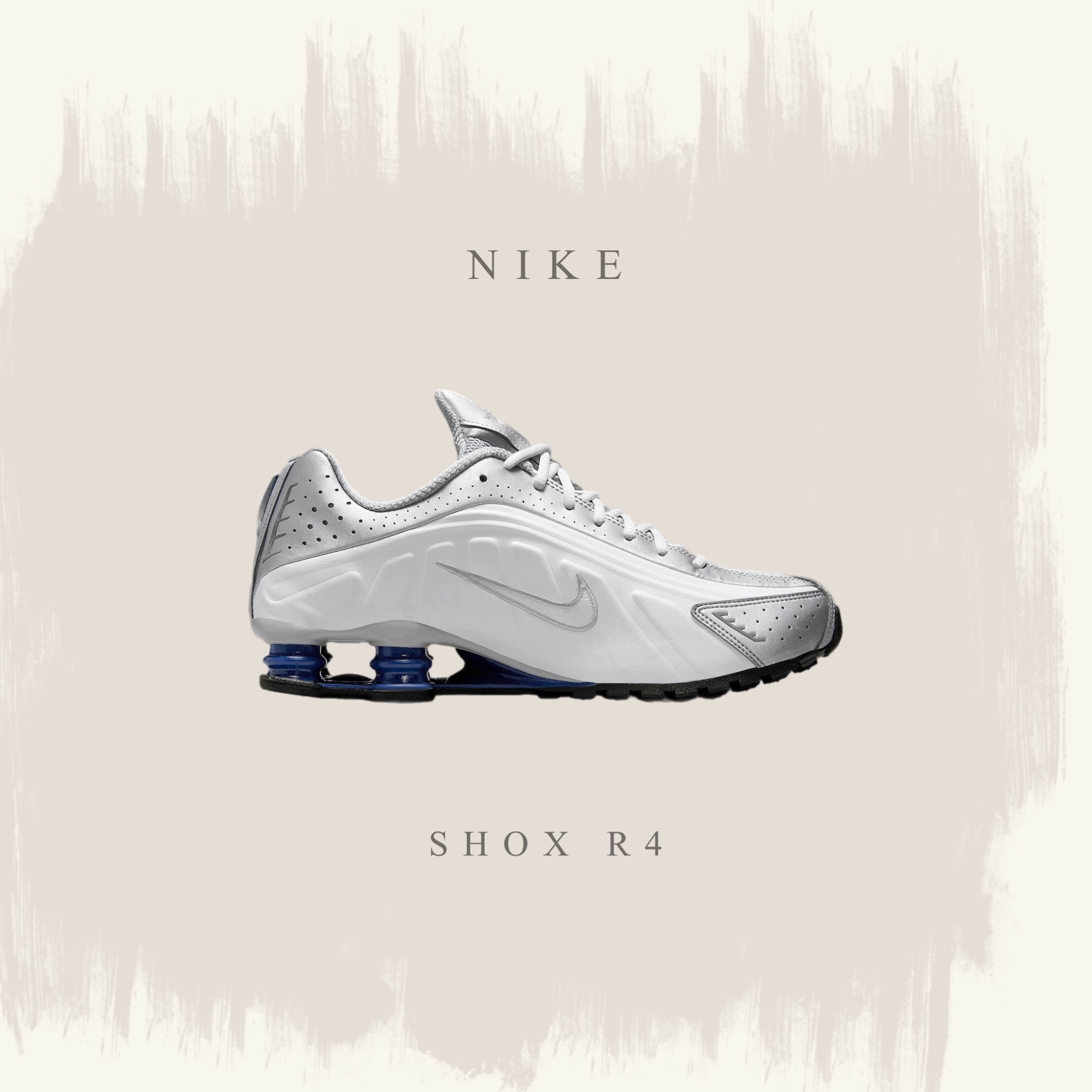 NIKE SHOX R4 白銀 深藍 彈簧鞋 氣墊 科技未來 男鞋 HQ1988-102