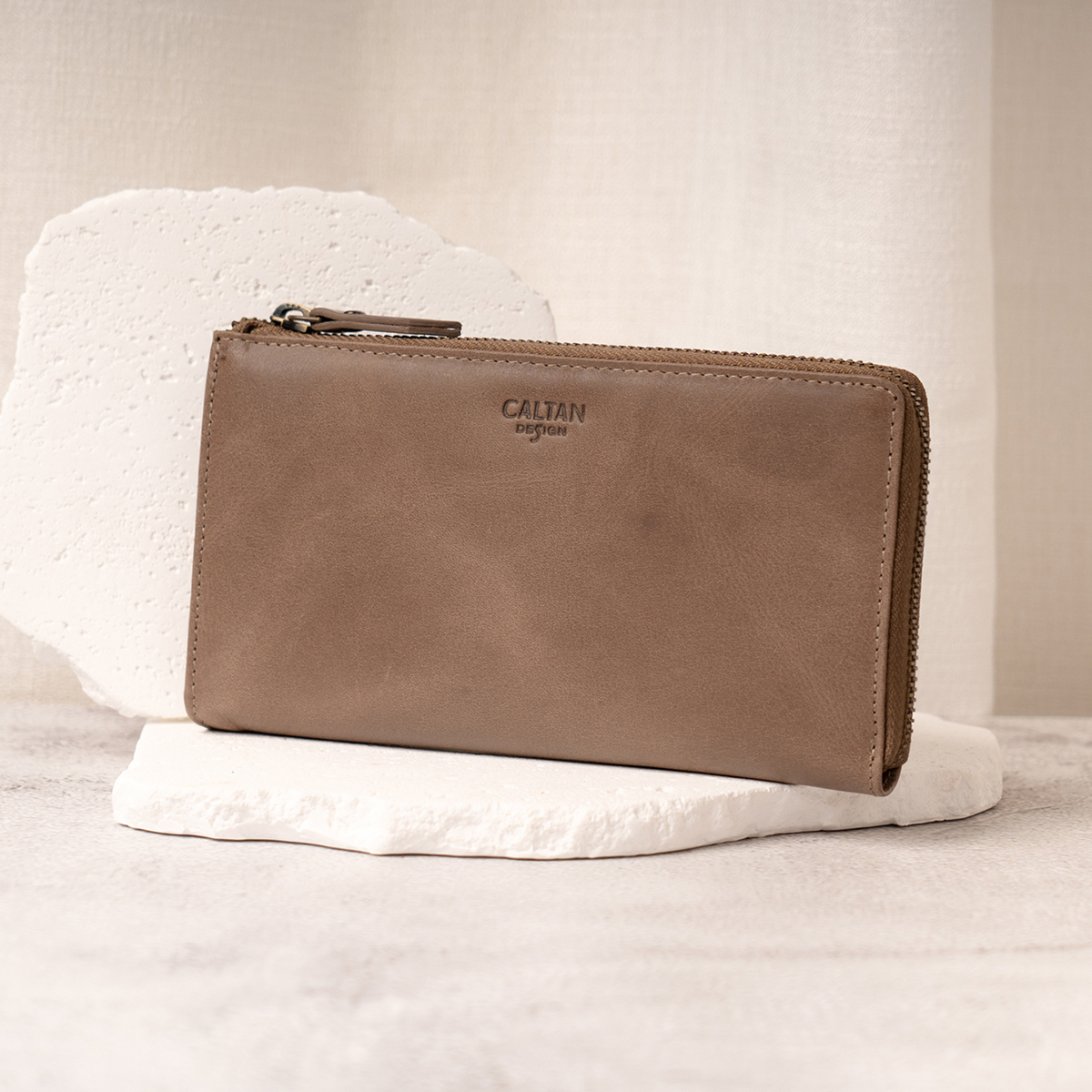 【招財母錢包💰】真皮L型拉鍊簡約長夾-六色(072695)