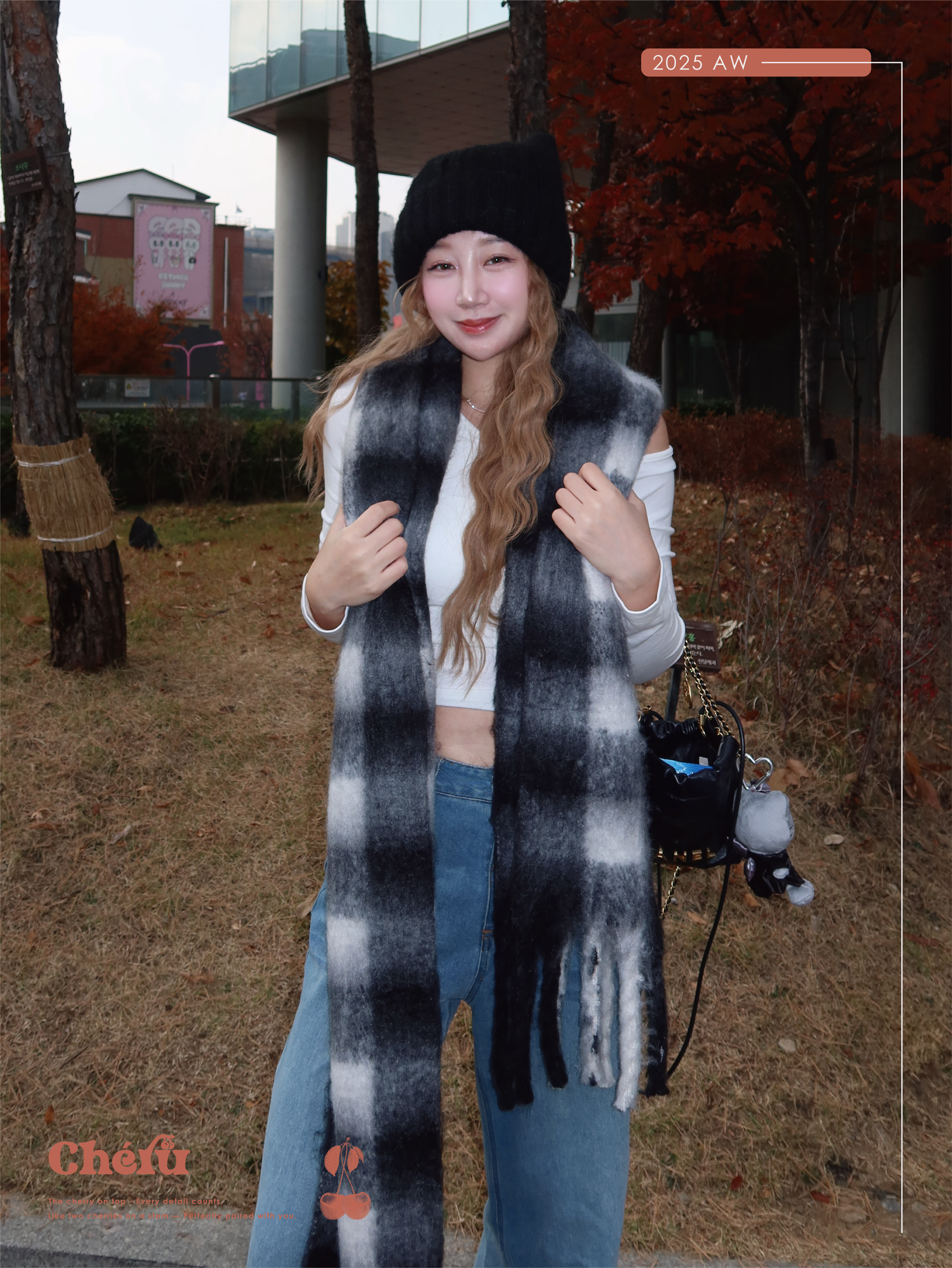 Chéru 拼色圍巾 兩色