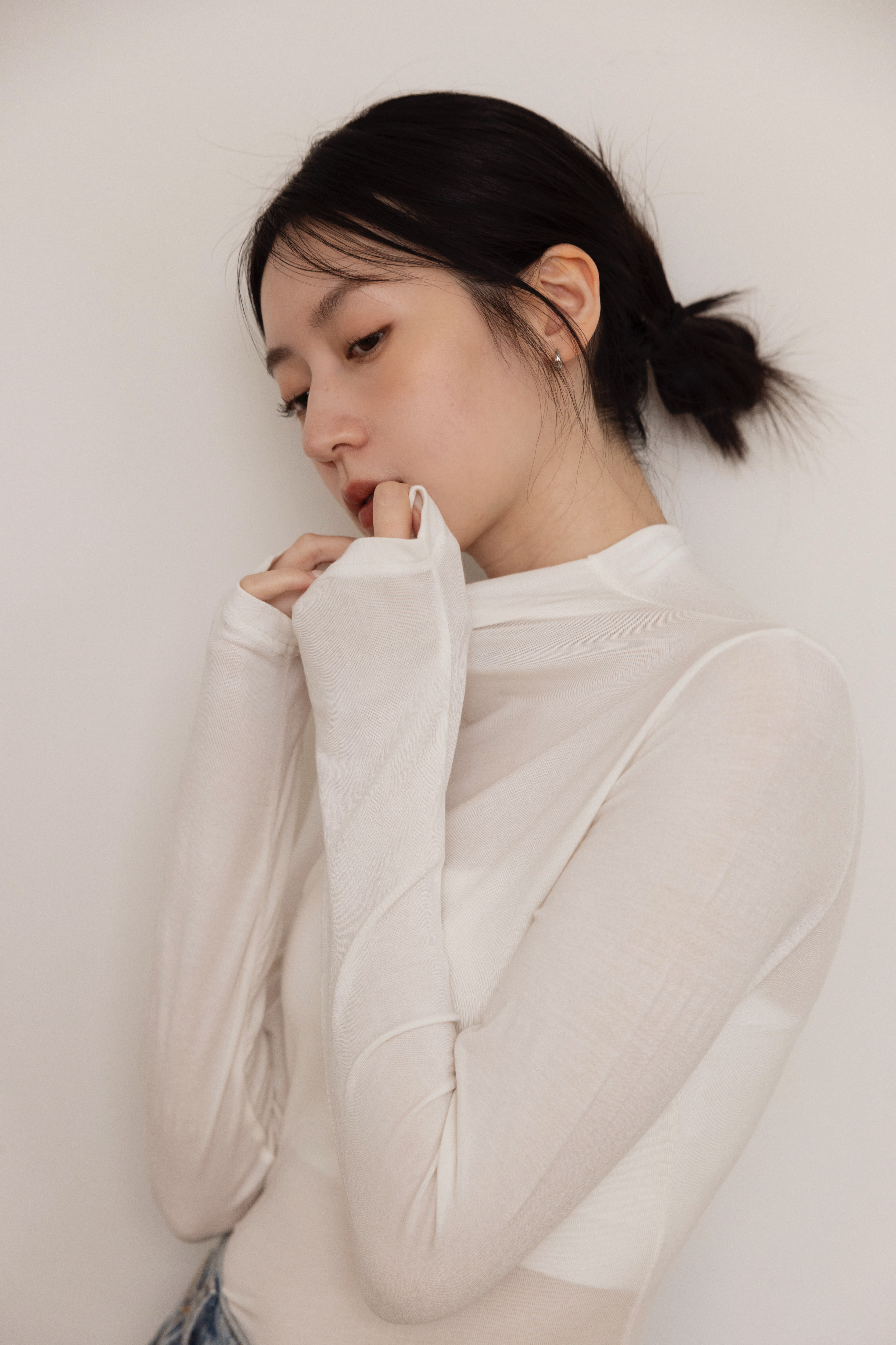 面膜柔感半領打底衣-白