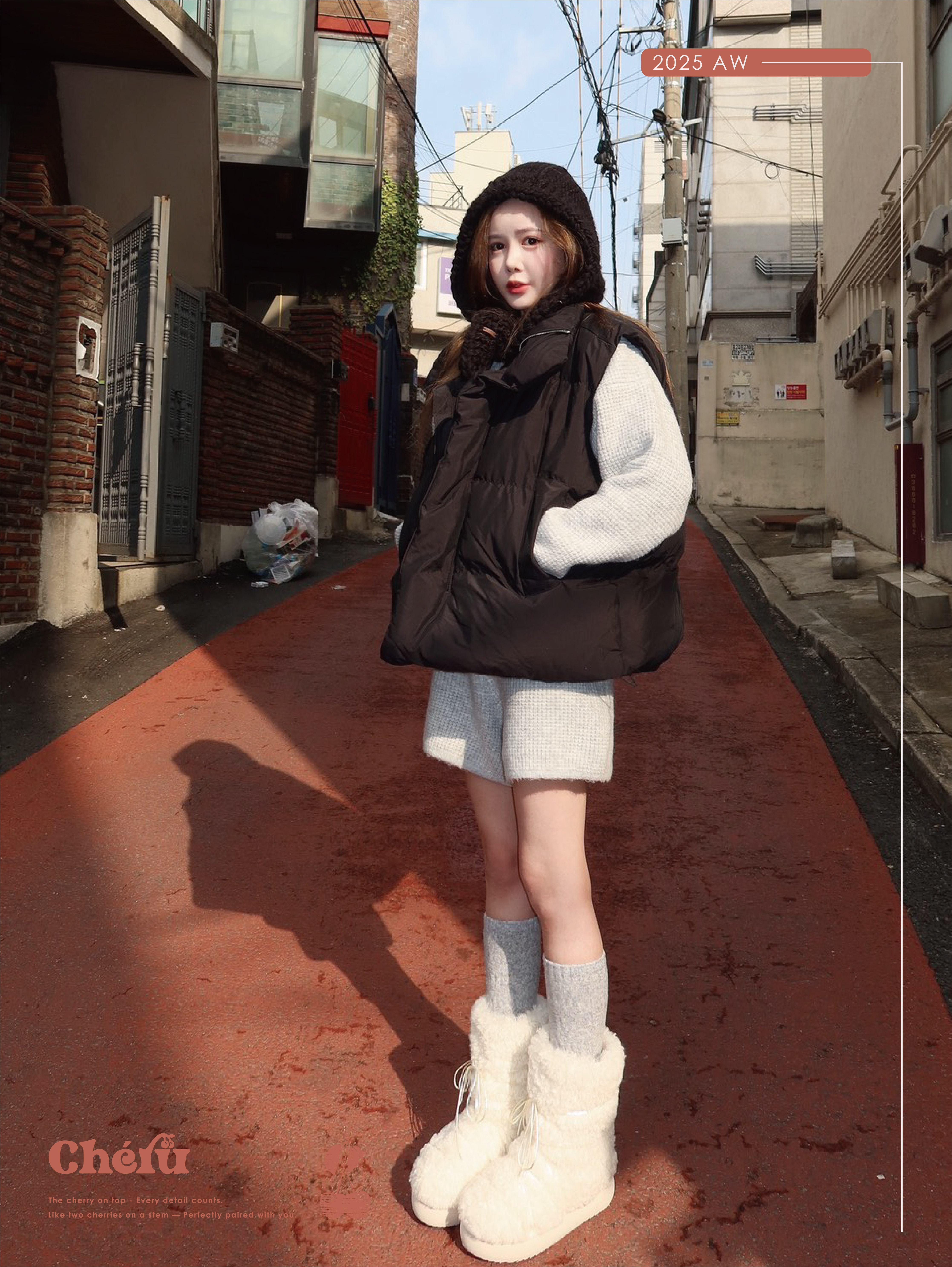 Cheru冬季疊穿必備黑羽絨背心