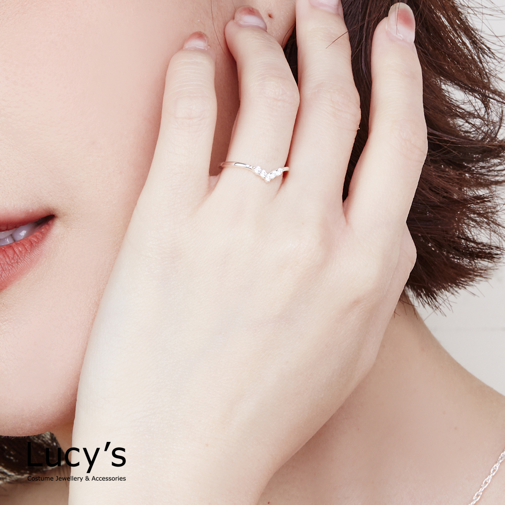 925純銀 點鑽V 戒指 (二色) (102214/101950)