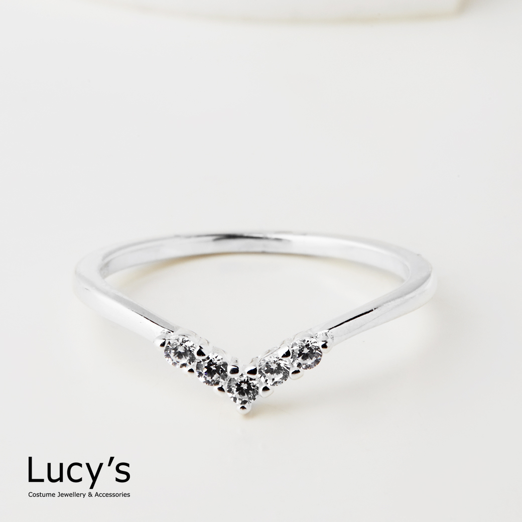 925純銀 點鑽V 戒指 (二色) (102214/101950)