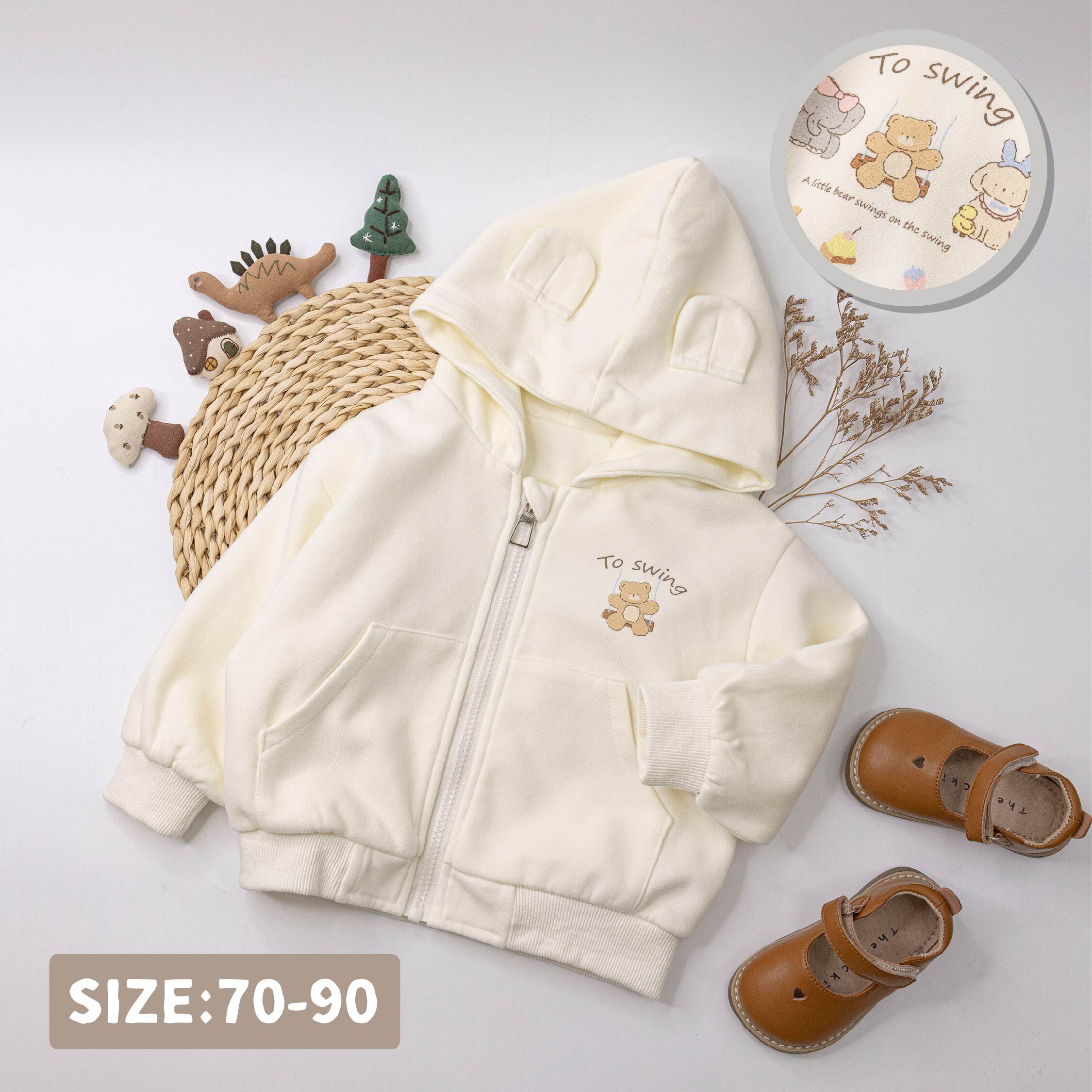 【H55509】可愛動物寶寶印花連帽外套