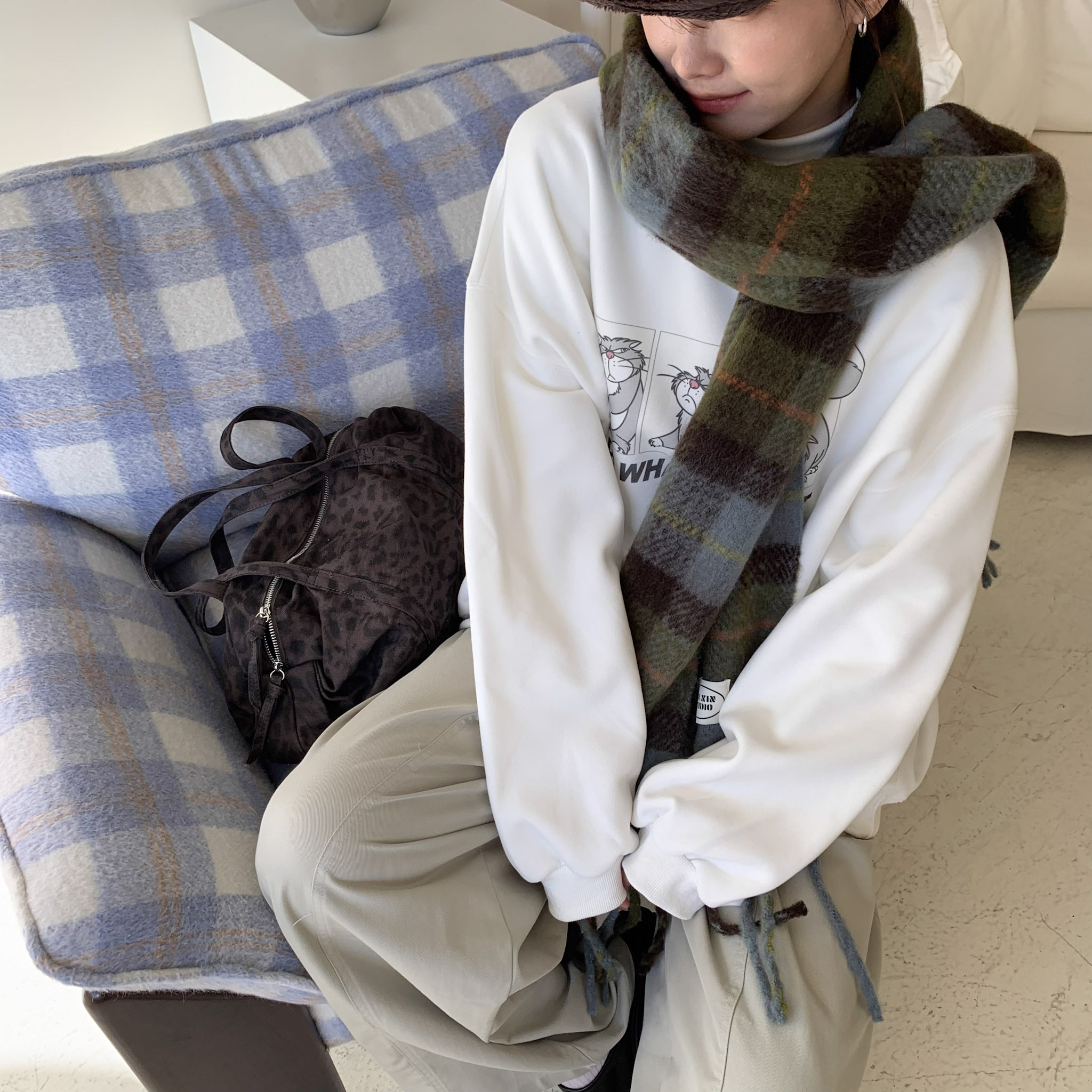 ISA_冬季氛圍感 (一條多顏值!)流蘇格紋圍巾_51161