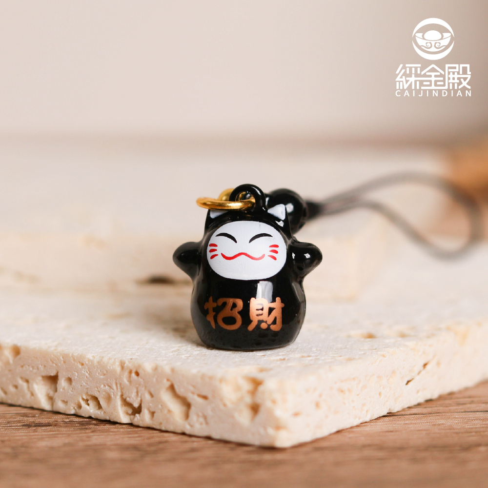 黑色招財貓鈴鐺吊飾-招財進寶｜掛件｜好運｜招財｜吉祥物｜避邪消災【綵金殿】