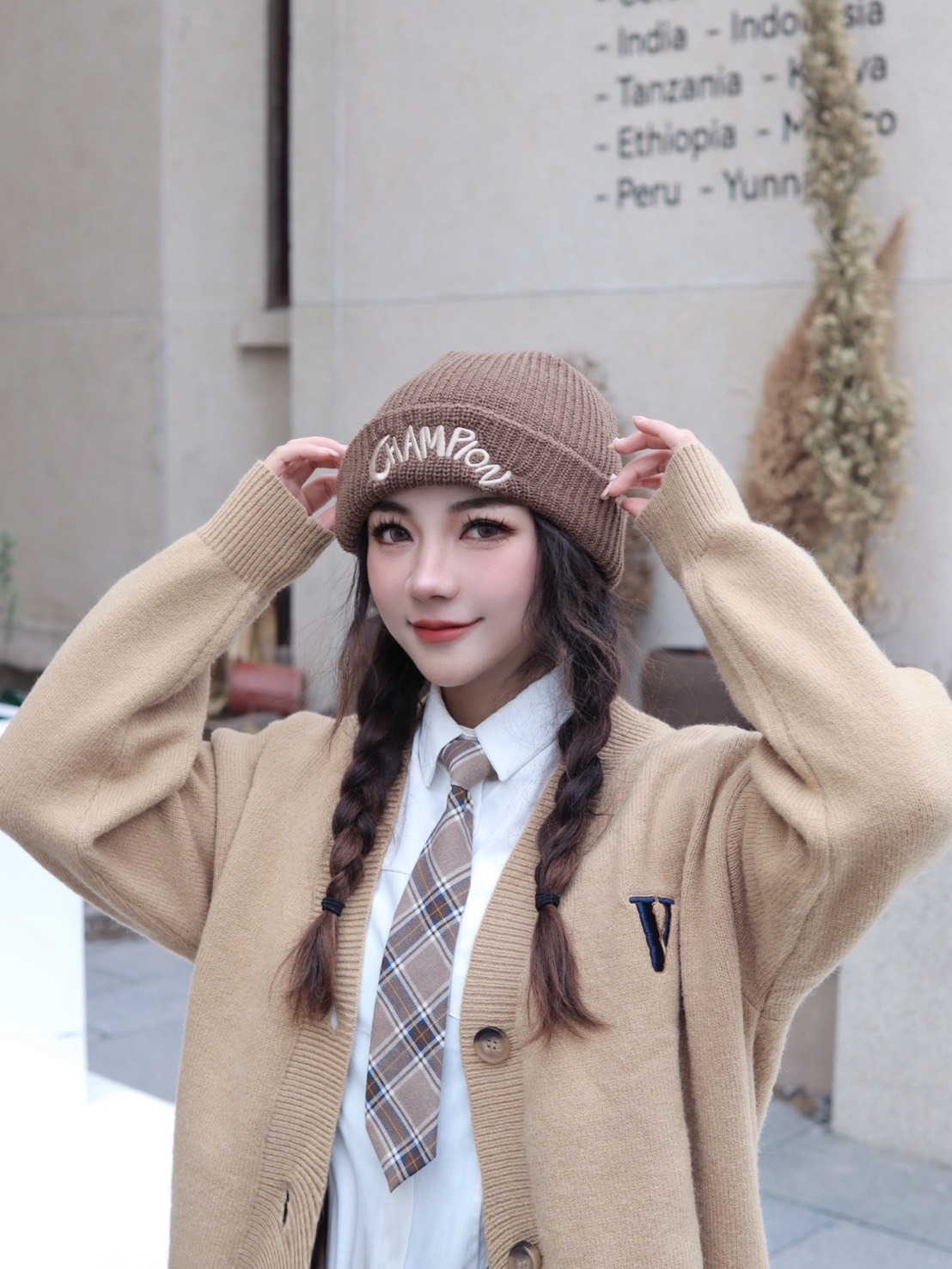 CHAMPION SS24 可愛 小標 毛帽