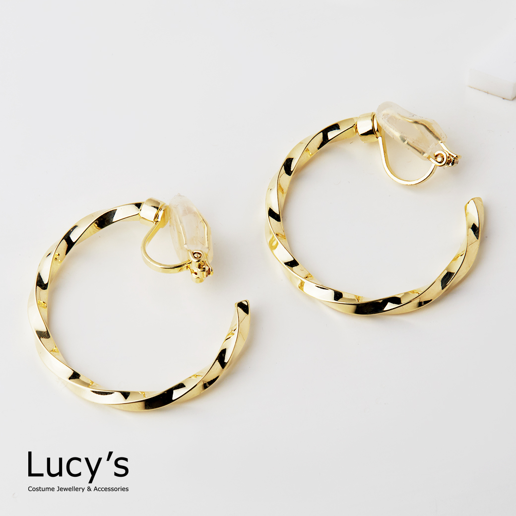 螺旋C圈 夾式耳環 (二色) (125845/125846)