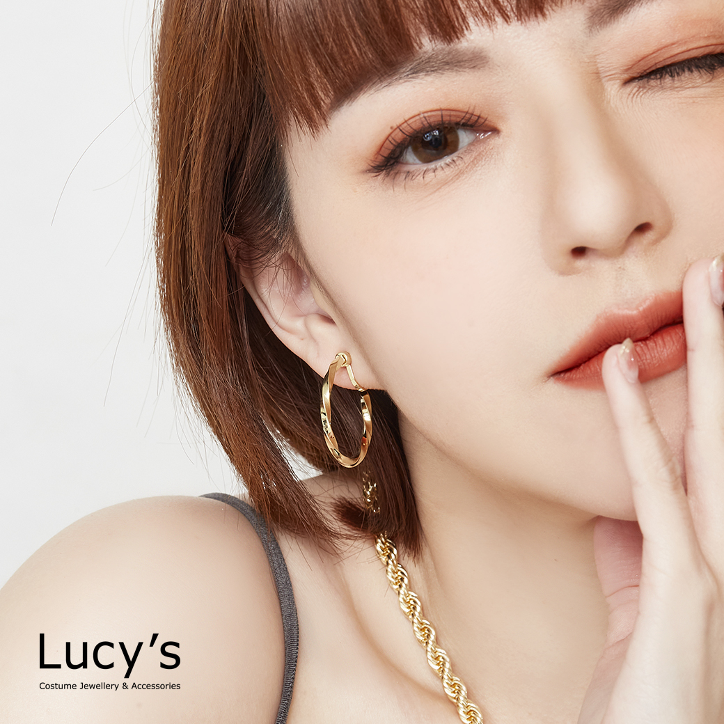 螺旋C圈 夾式耳環 (二色) (125845/125846)