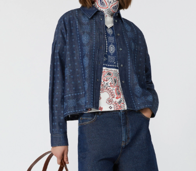 1LN0902-159 MAX MARA Weekend Laser-cut denim shirt - Navy #5116015106013 - GIOCHI (C-BR-E)