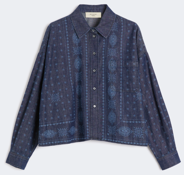 1LN0902-159 MAX MARA Weekend Laser-cut denim shirt - Navy #5116015106013 - GIOCHI (C-BR-E)