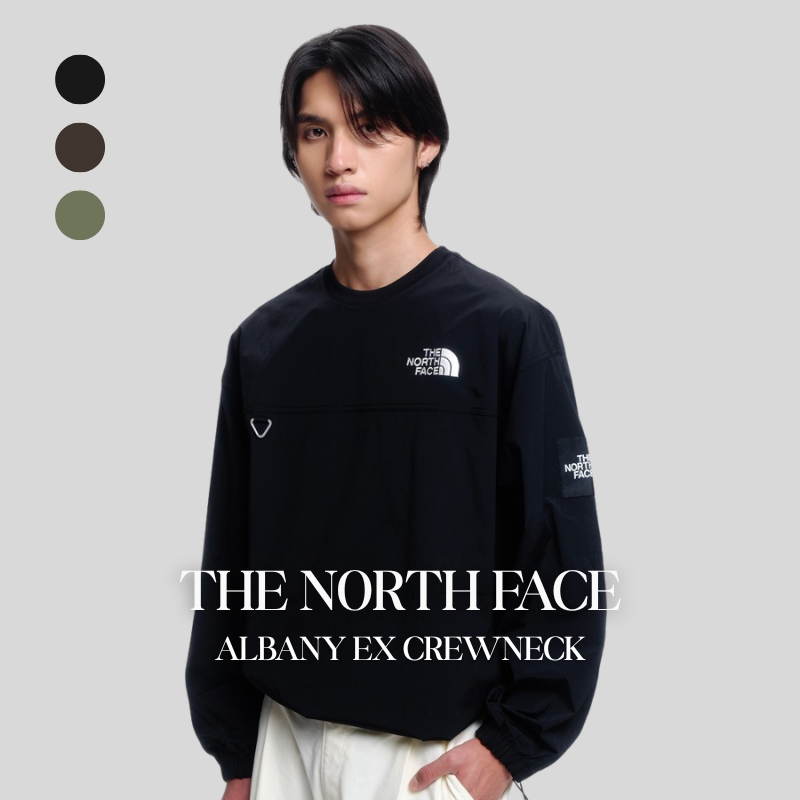 【代購】THE NORTH FACE ALBANY EX CREWNECK｜拼接刺繡圓領大學T｜男女同款｜三色可選