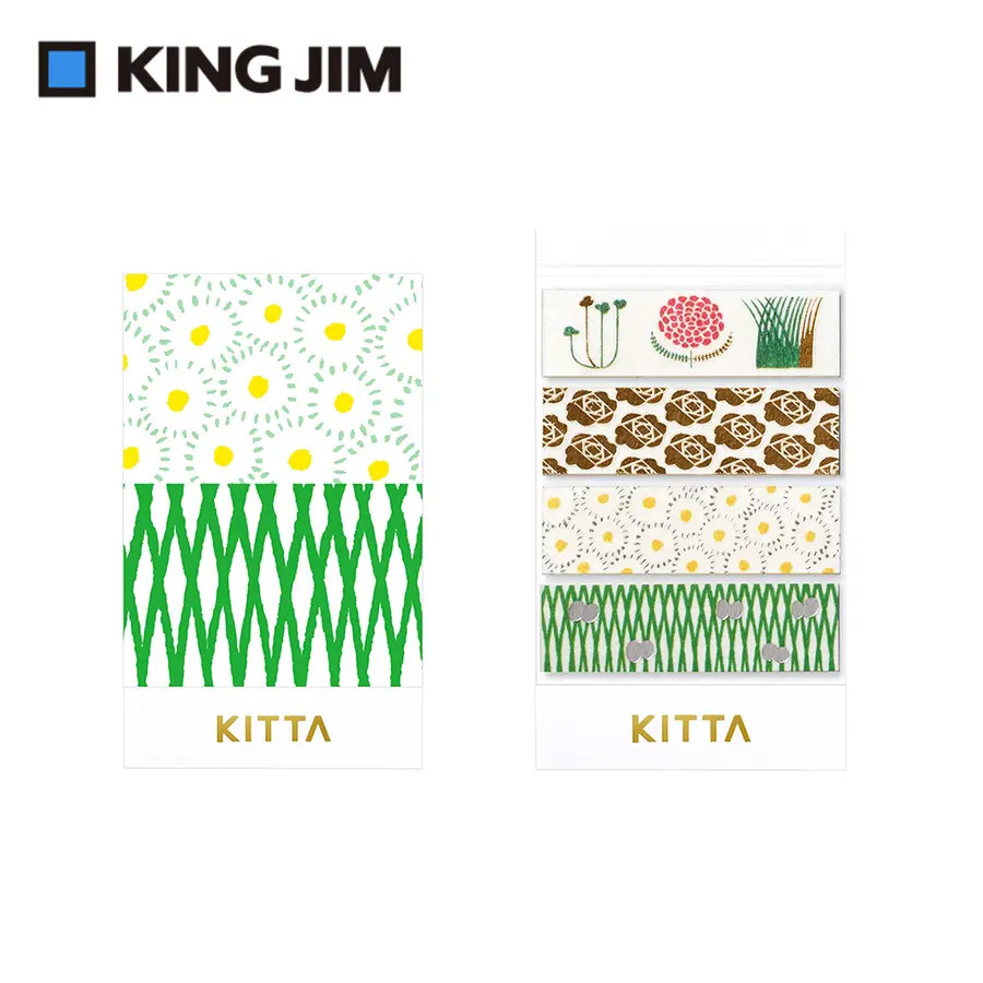 復刻 KITTA 和紙膠帶 箔壓款 銀箔 花 隨身攜帶和紙膠帶｜KING JIM 日本