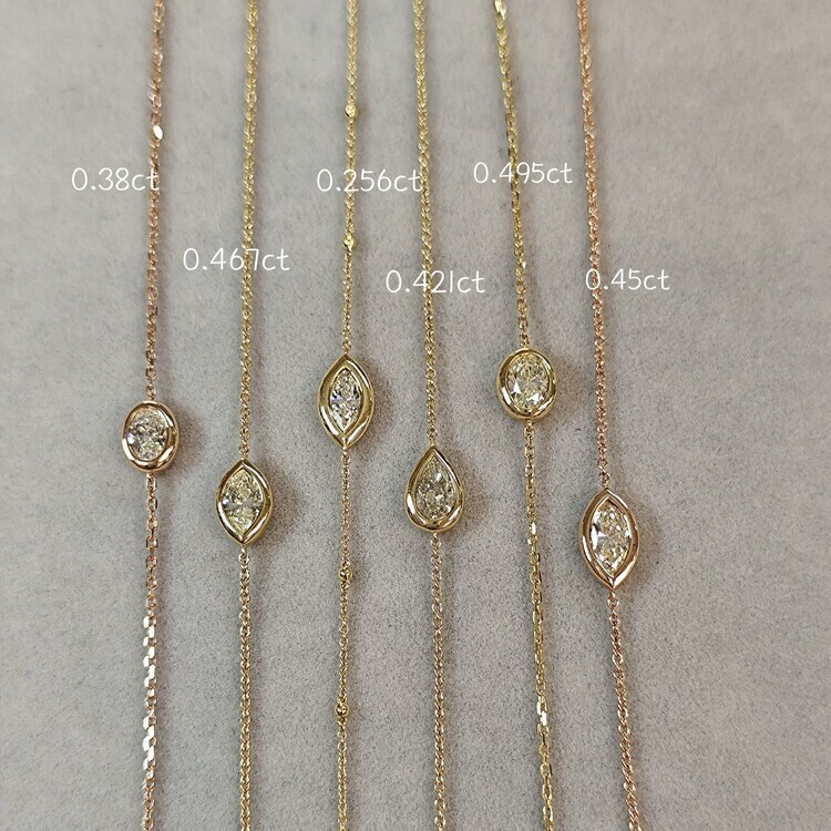 環抱系列|18K黃金梨形鑽石手鏈