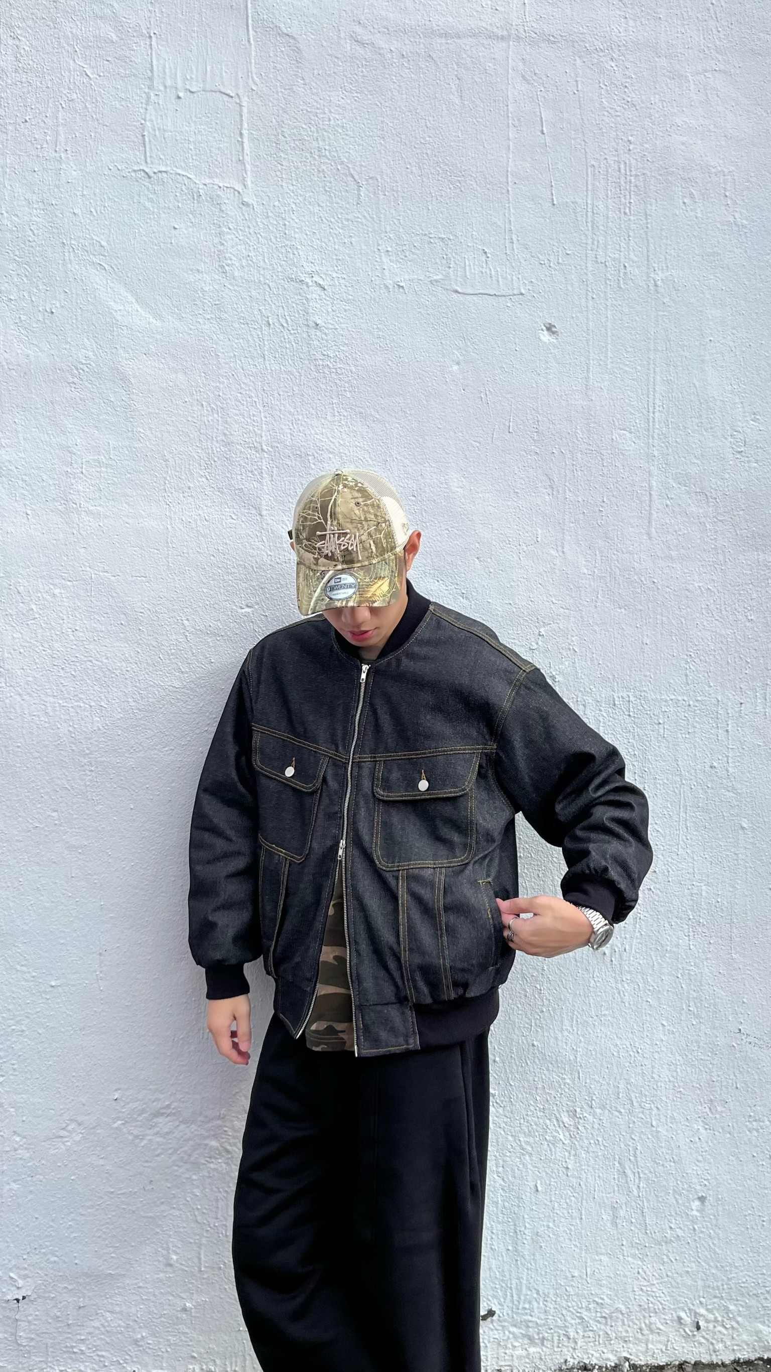 反車線丹寧絎縫夾克