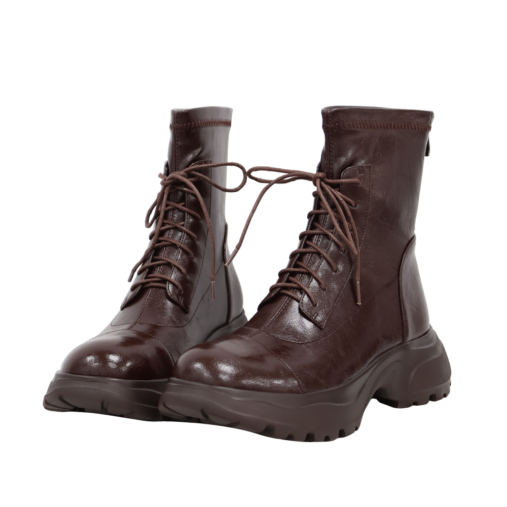 綁帶厚底運動短靴 -2色