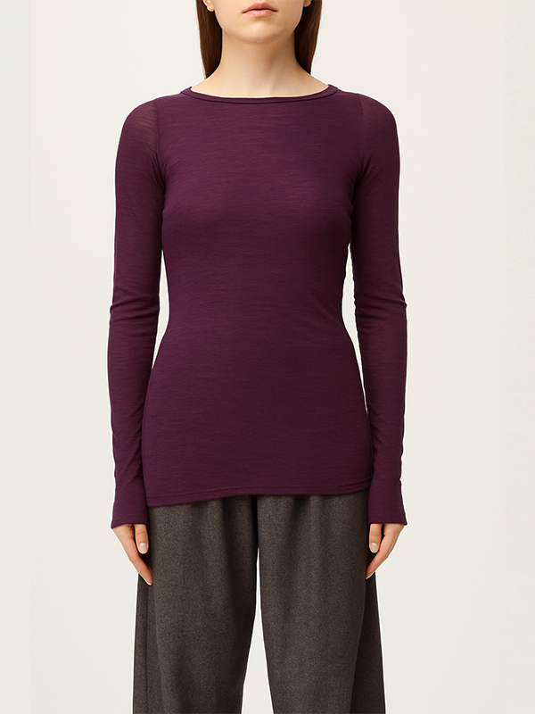 LIVIANA CONTI圓領羊毛內搭衣(酒紅)