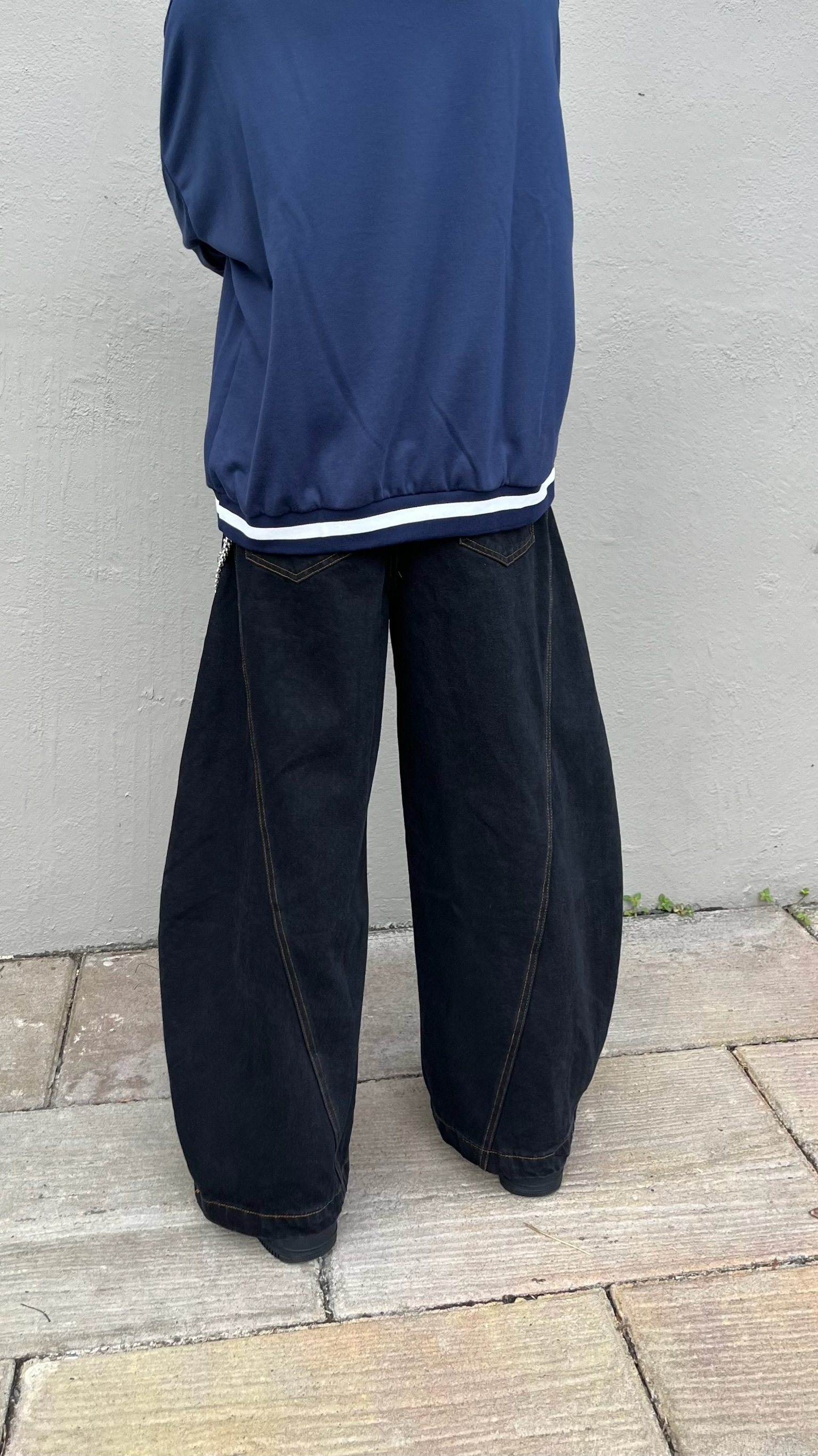 車線水洗彎刀褲 (2colors)