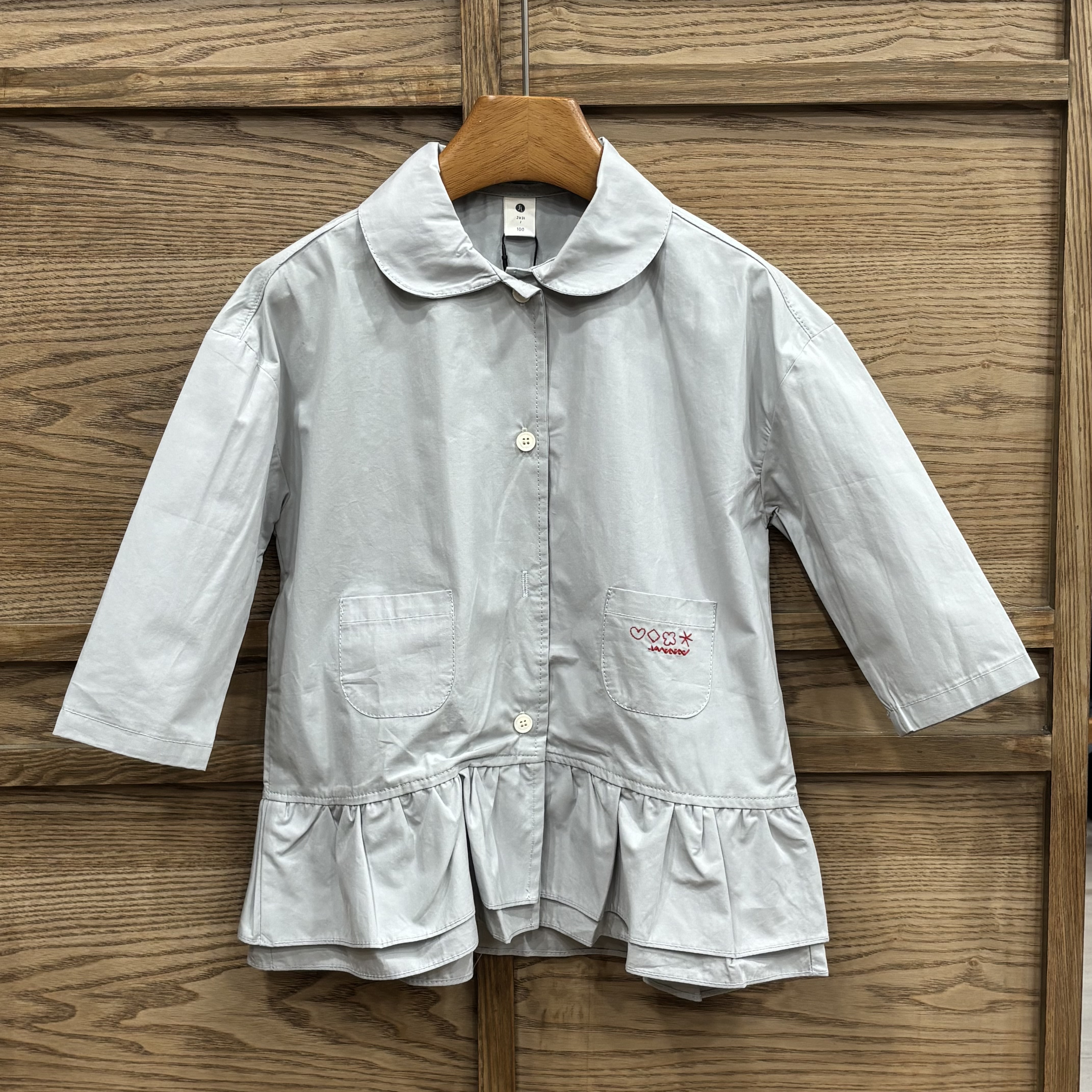 A03453 小圓領裙擺設計薄襯衫