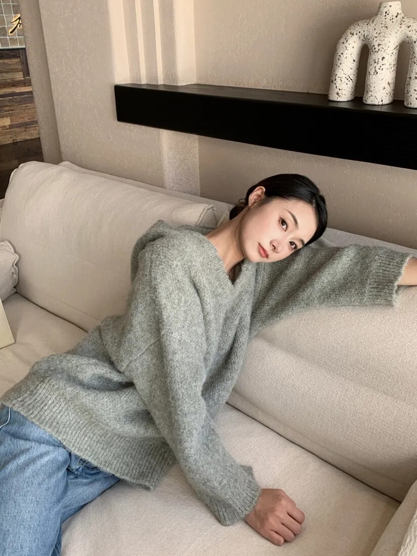 蘋果綠可愛大連帽造型針織上衣毛衣-F (Elegant & Love)