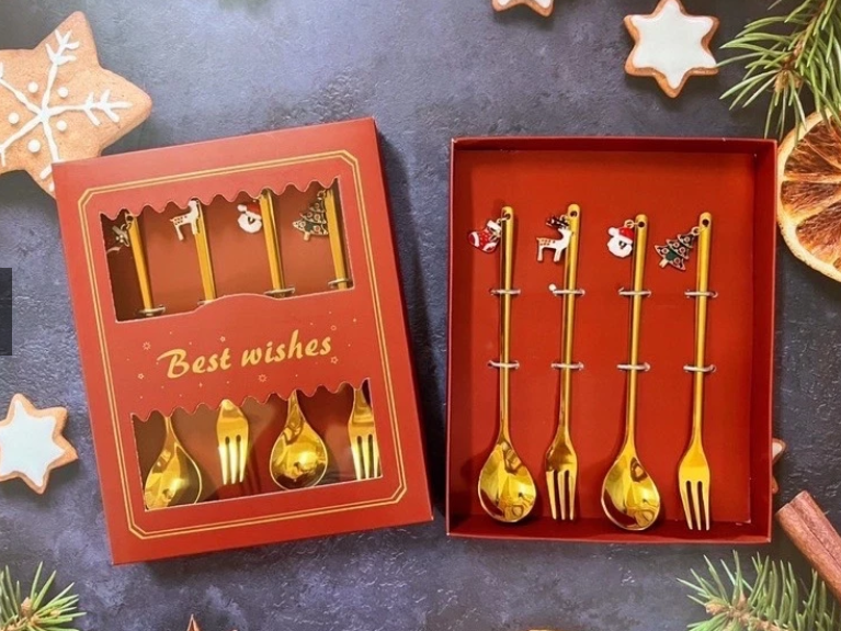 (限量版)台灣現貨｜Hook 樂鉤生活｜聖誕禮物吊墜湯匙叉子禮盒組 聖誕節 不鏽鋼湯匙 不鏽鋼叉子 交換禮物
