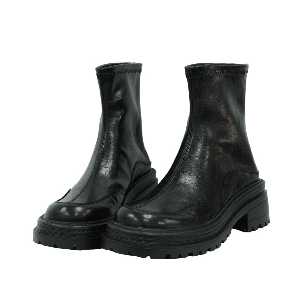 現貨 黑38 棕37 個性厚底粗跟短靴 -2色