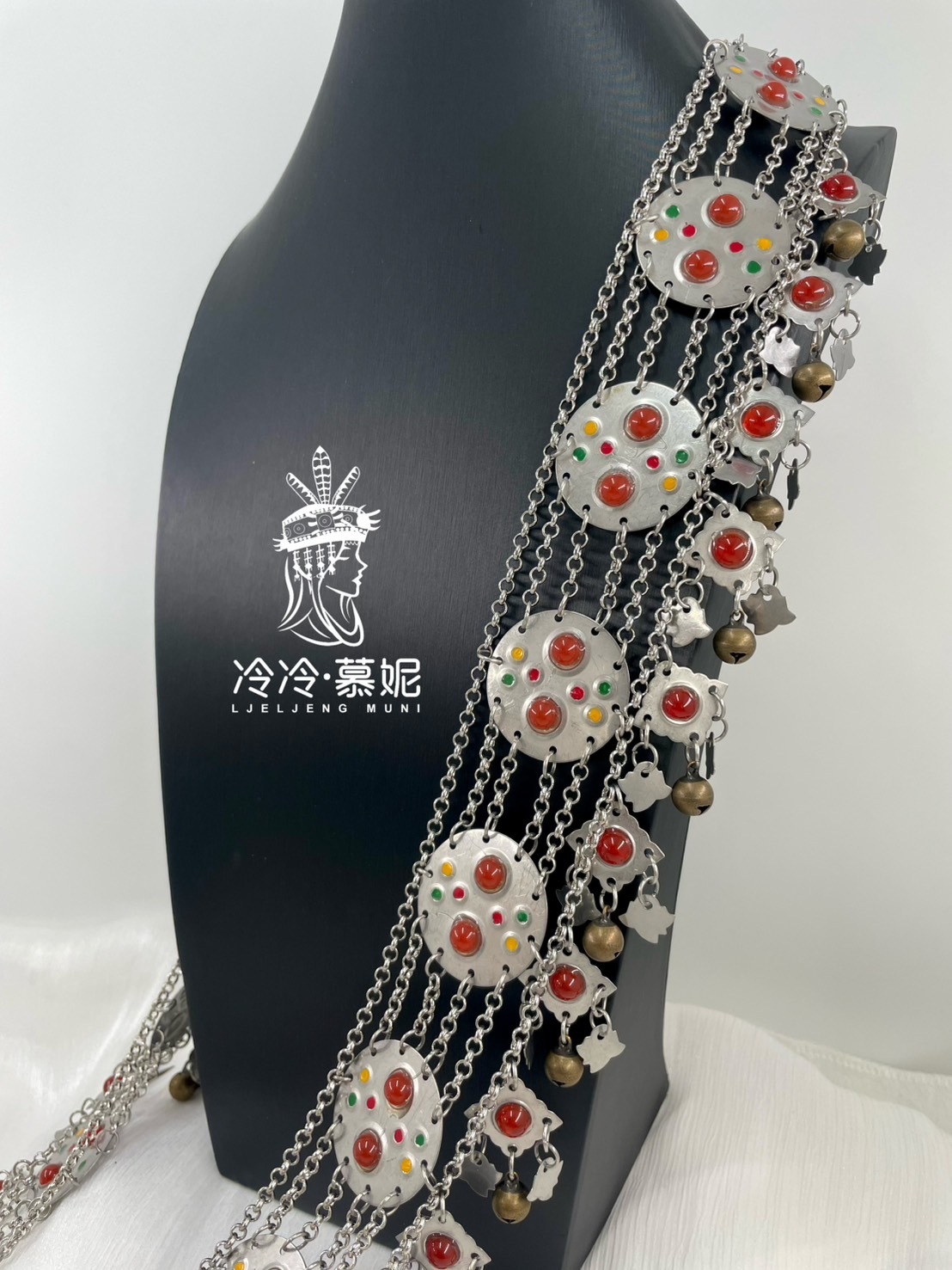 H1-紅瑪瑙鈴鐺圓形肩背鏈4.5*172cm